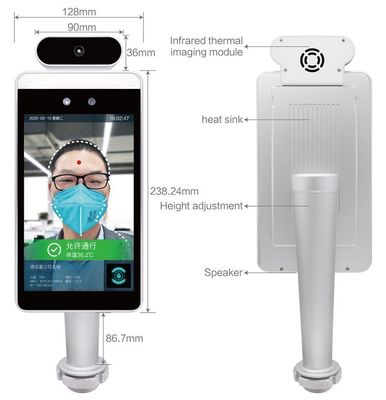 Duvara Monte Yüz Tanıma Termal Kamera IP65 Su Geçirmez 128mm Genişlik